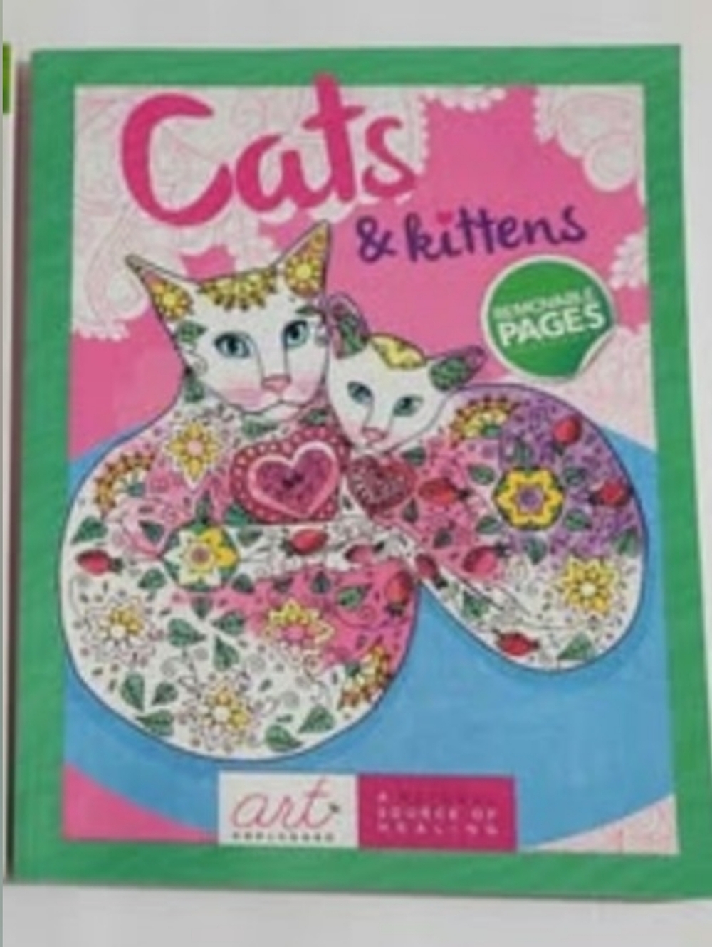 Cats & Kittens Art Coloring Book Pink Adult Removable Pages NWT